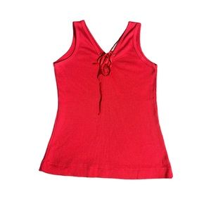y2k red vintage lace up top